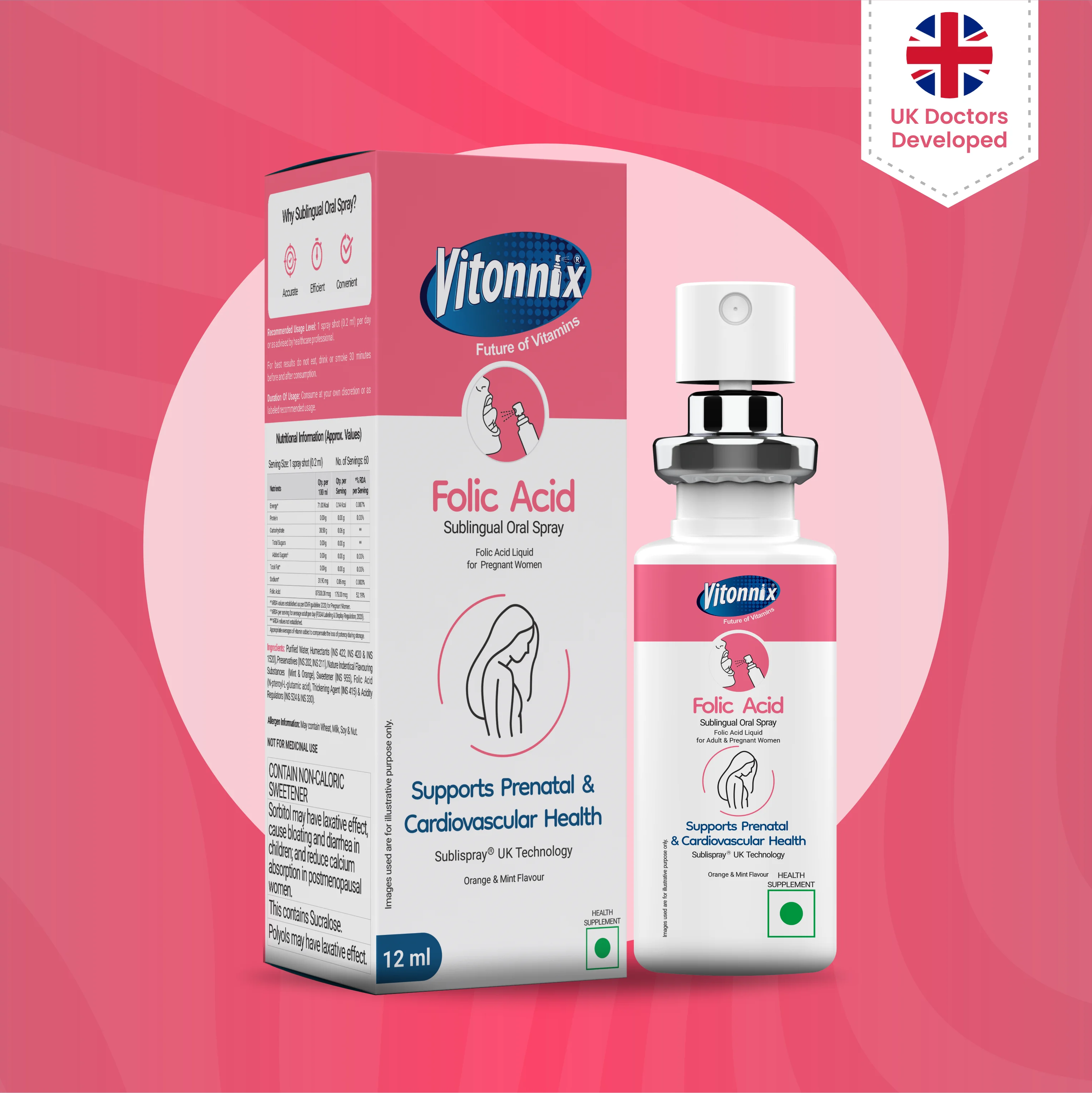 For Mums-to-be: Folic Acid Sublingual Spray - 60 Days Supply