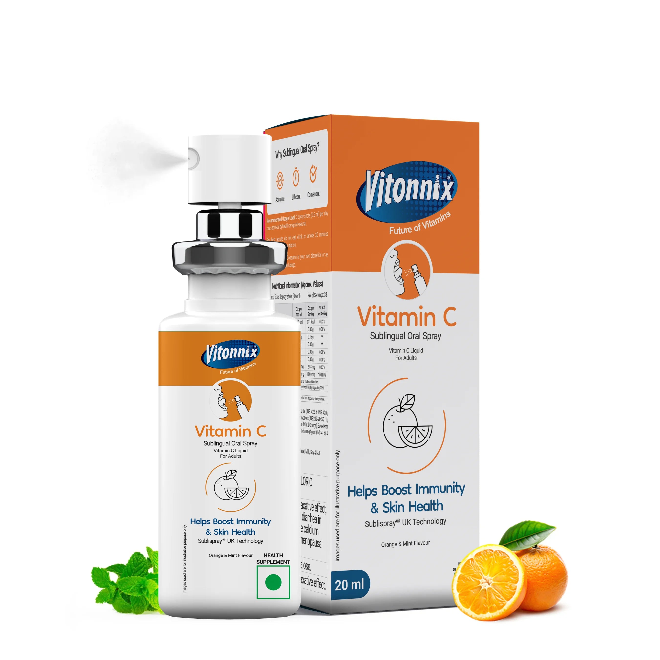 Immunity & Glow Support (Vitamin C) Sublingual Spray - 30 Days Supply