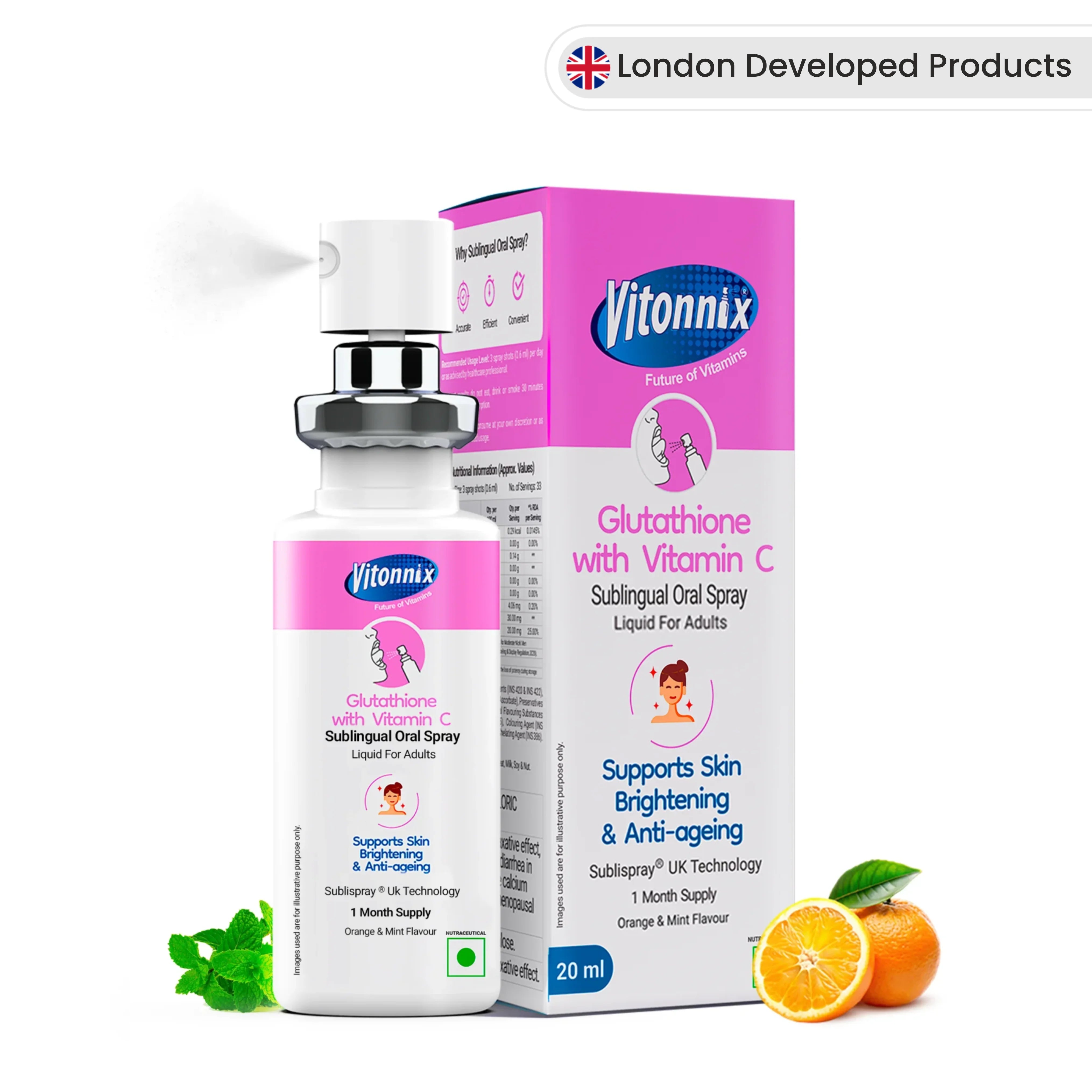 Glutathione Sublingual Spray for Skin Brightening – 30 Days Supply