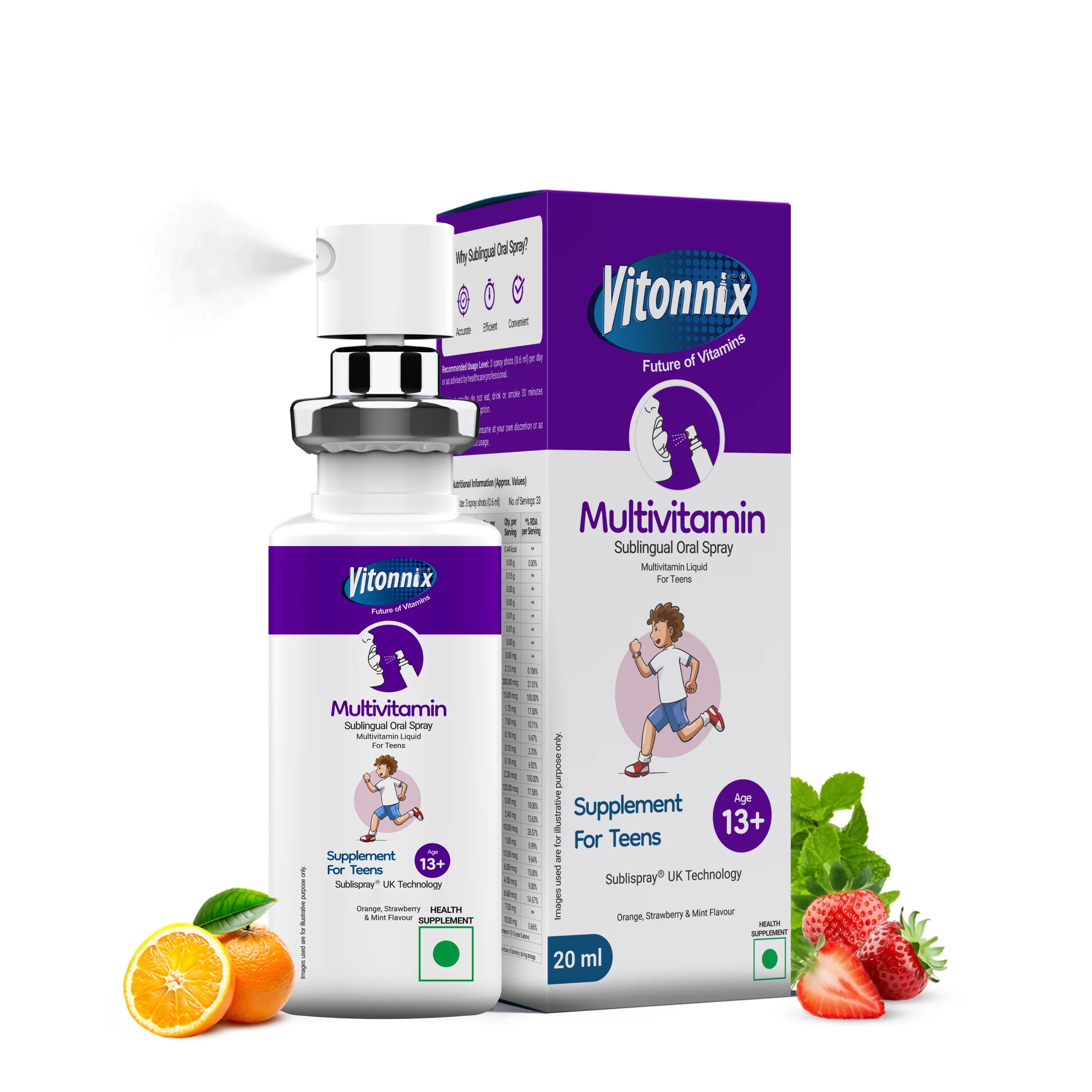 Teen Nutrition & Growth Support (Multivitamin 13+) Sublingual Spray – 30 Days Supply