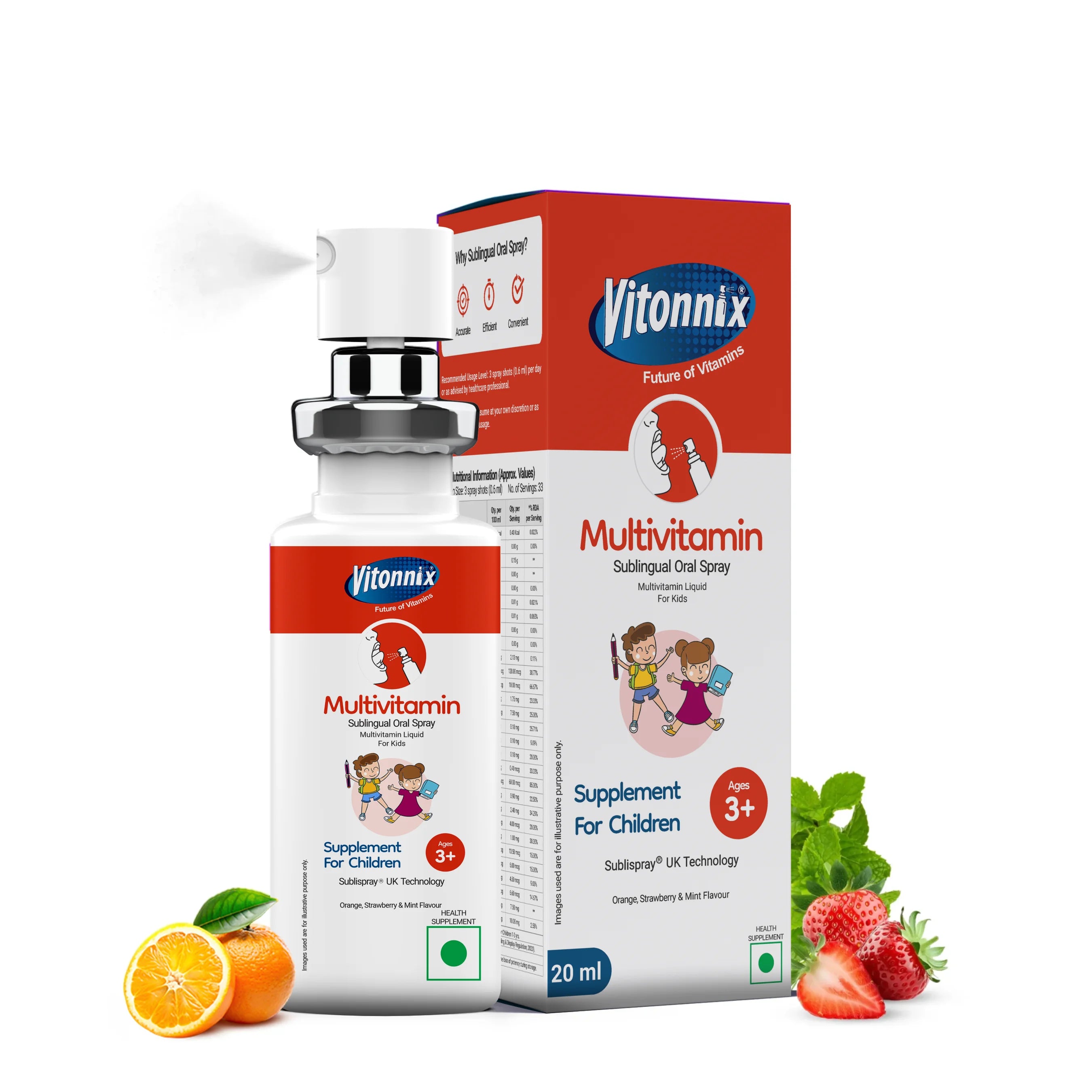 Kids Growth & Brain Development (Multivitamin 3+) Sublingual Spray – 30 Days Supply